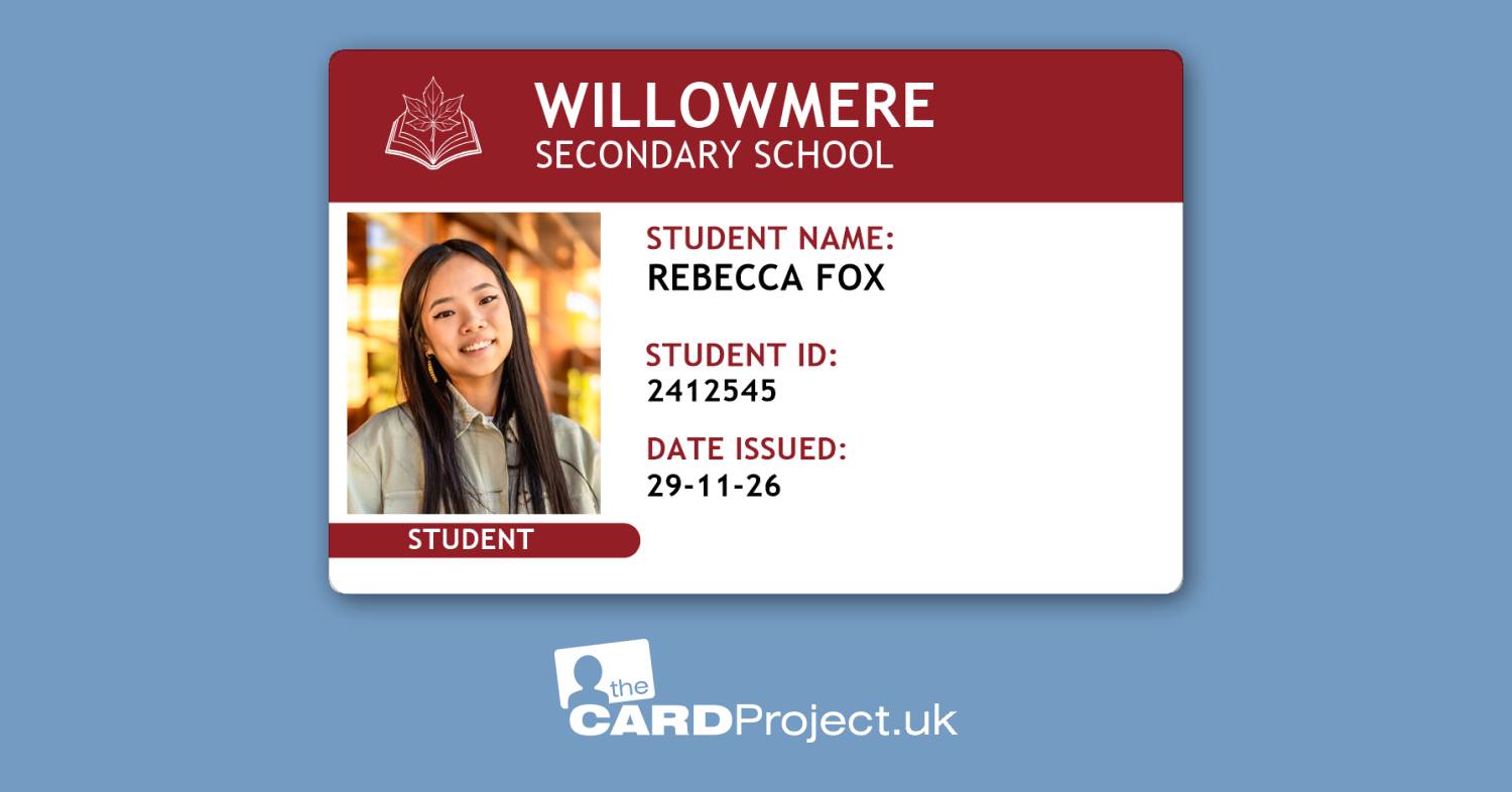 Secondary School Student ID Card - Red Header